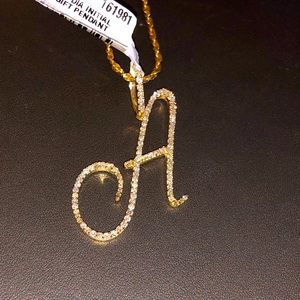 Beautiful large 10k solid real gold SI real diamond A letter initial pendant WOW